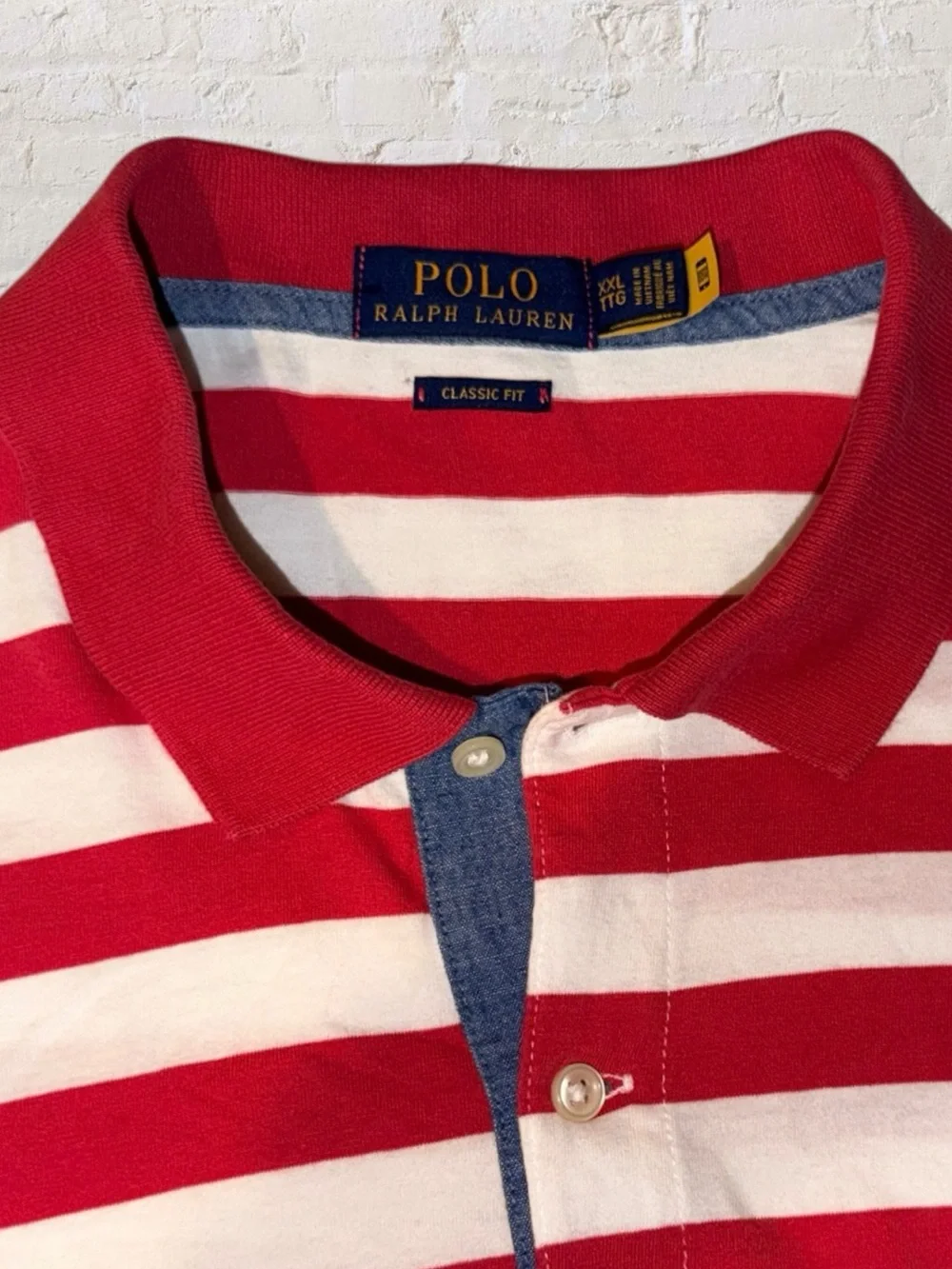 Polo Ralph Lauren Classic Fit Striped Polo Shirt XXL Red White Blue Cotton